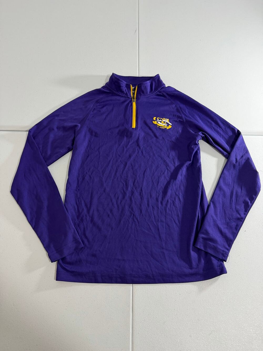 LSU Tigers Quarter Zip Pullover Youth Large 16-18 Purple Colosseum